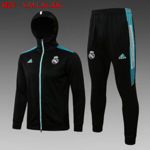 Dres Komplet s kapuljačom Real Madrid 21/22 – crni, plavi patentni zatvarač