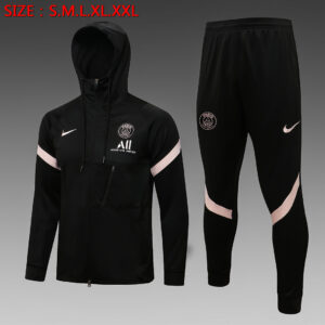 Dres Komplet s kapuljačom PSG 21/22 – crni, ružičasti detalji