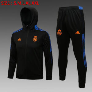 Dres Komplet s kapuljačom Real Madrid 21/22 – crni, plavi detalji