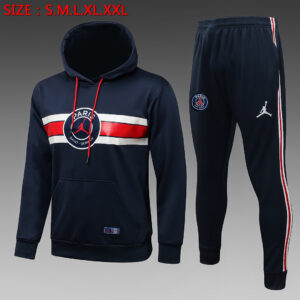 Dres Komplet s kapuljačom PSG Jordan 21/22 – safirnoplavi, crveni detalji