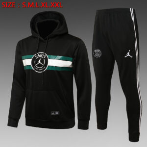 Dres Komplet s kapuljačom PSG Jordan 21/22 – crni, zeleni detalji