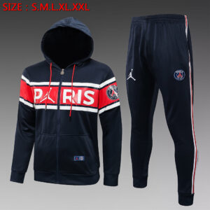 Dres Komplet s kapuljačom PSG Jordan 21/22 – safirnoplavi, crveni detalji