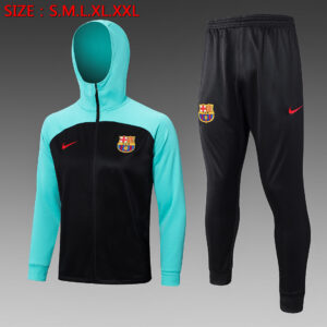 Dres Komplet s kapuljačom Barcelona 22/23 – crni, plavi detalji