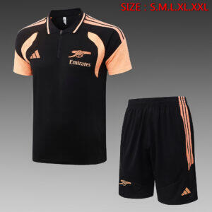 Dres Polo komplet Arsenal 26/27 – crni s narandžastim detaljima