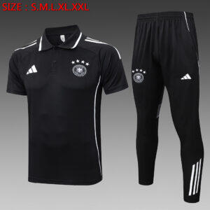 Dres Polo majica Njemačka 25/26 – crna, grb s četiri zvjezdice