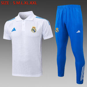 Dres Polo majica Real Madrid 25/26 – bijela sa svijetloplavim prugama